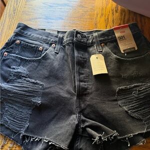 Levi's Black Distressed 501 Women's Jean Shorts